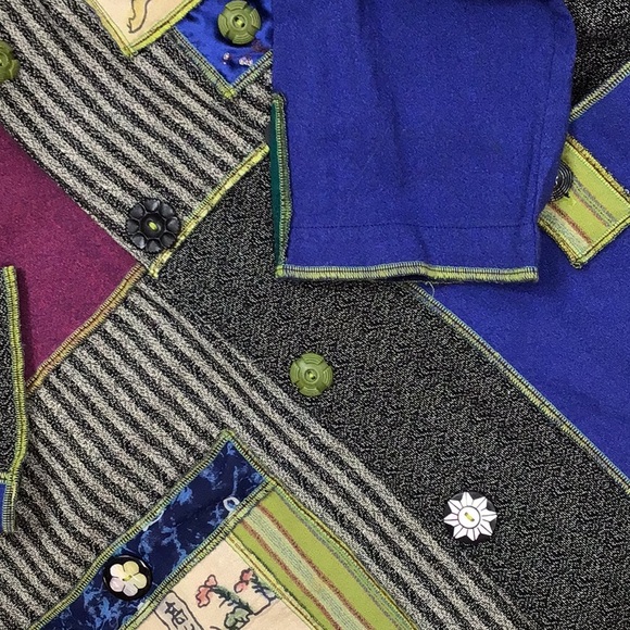 Hand painted vintage Celia Forrester patchwork bunny jacket L - Picture 11 of 12